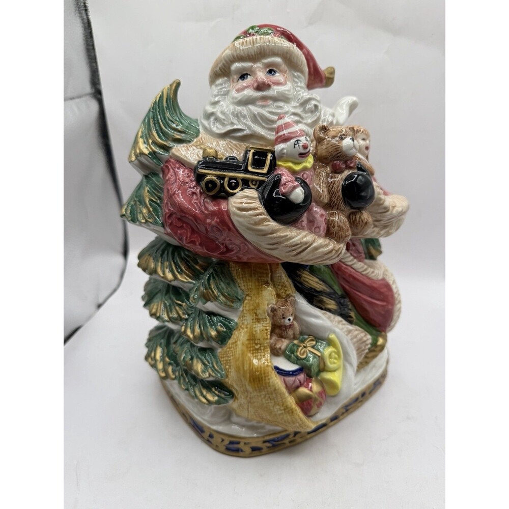 VTG  1994 Fitz Floyd Renaissance Santa Christmas Cookie Jar Hand Paint Omnibus